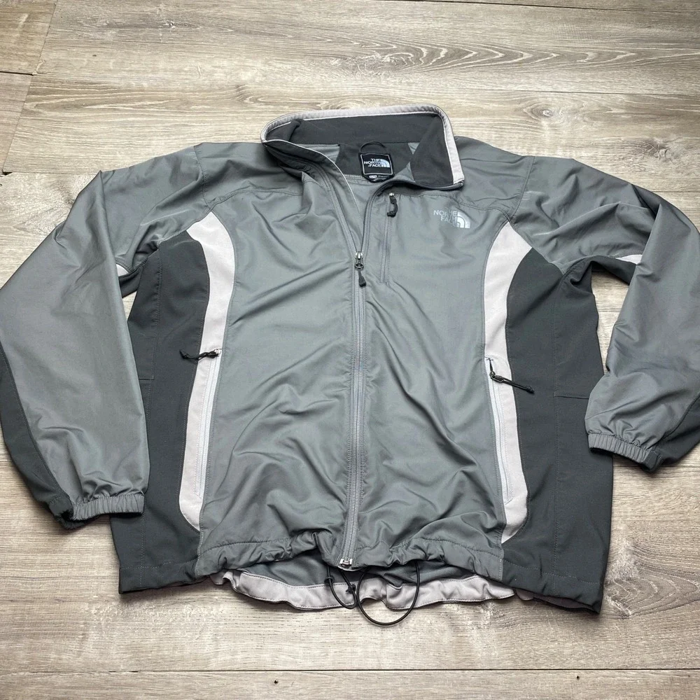 The North Face Windbreaker Jacket Mens XL Grey Colorblock‎ Full Zip Hiking